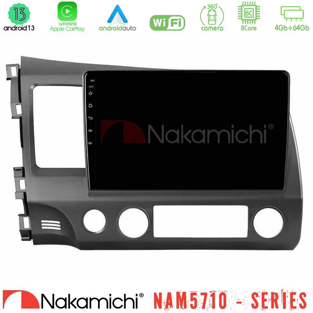 Nakamichi NAM5710 Series 8Core Android13 4+64GB Honda Civic 2006-2011 Navigation Multimedia Tablet 10" Με Carplay & Android Auto