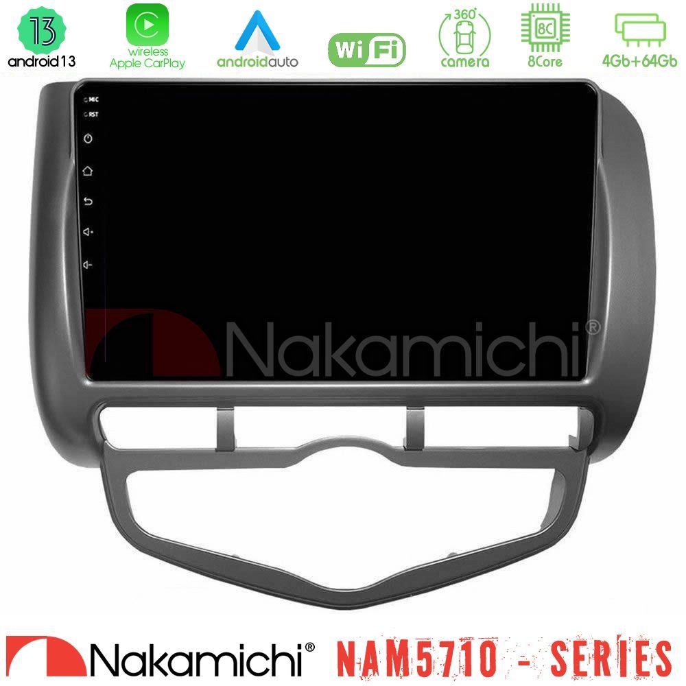 Nakamichi NAM5710 Series 8Core Android13 4+64GB Honda Jazz 2002-2008 (Auto A/C) Navigation Multimedia Tablet 9"