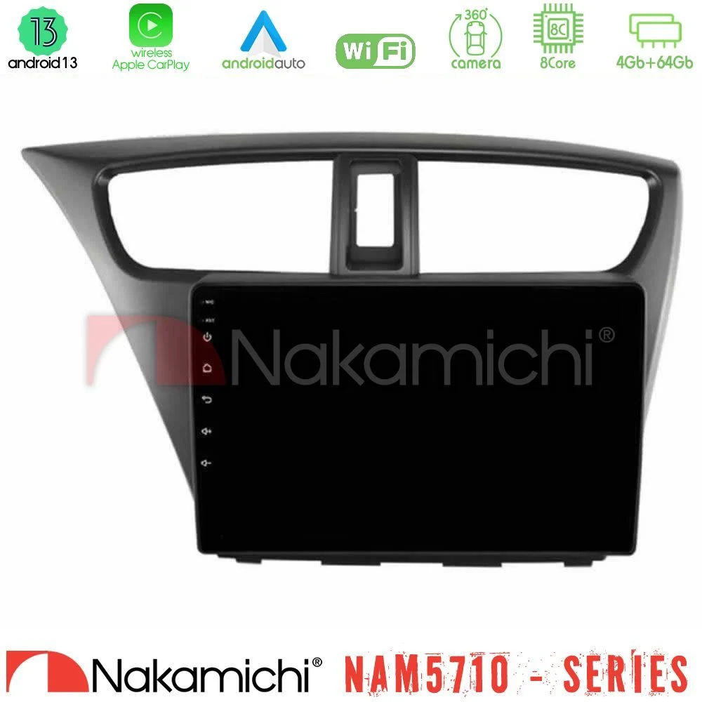 Nakamichi NAM5710 Series 8Core Android13 4+64GB Honda Civic Hatchback 2012-2015 Navigation Multimedia Tablet 9"