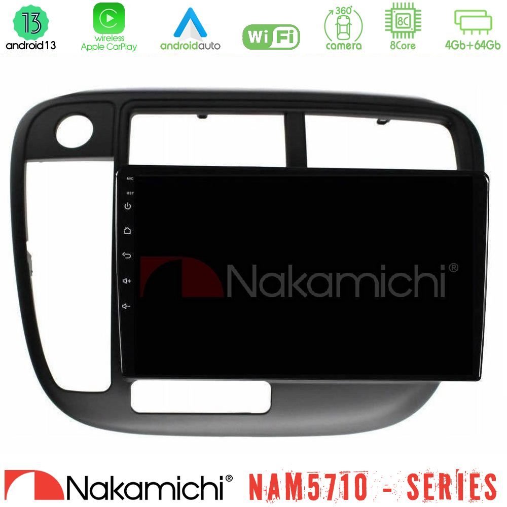 Nakamichi NAM5710 Series 8Core Android13 4+64GB Honda Civic 1995-2001 Navigation Multimedia Tablet 9"