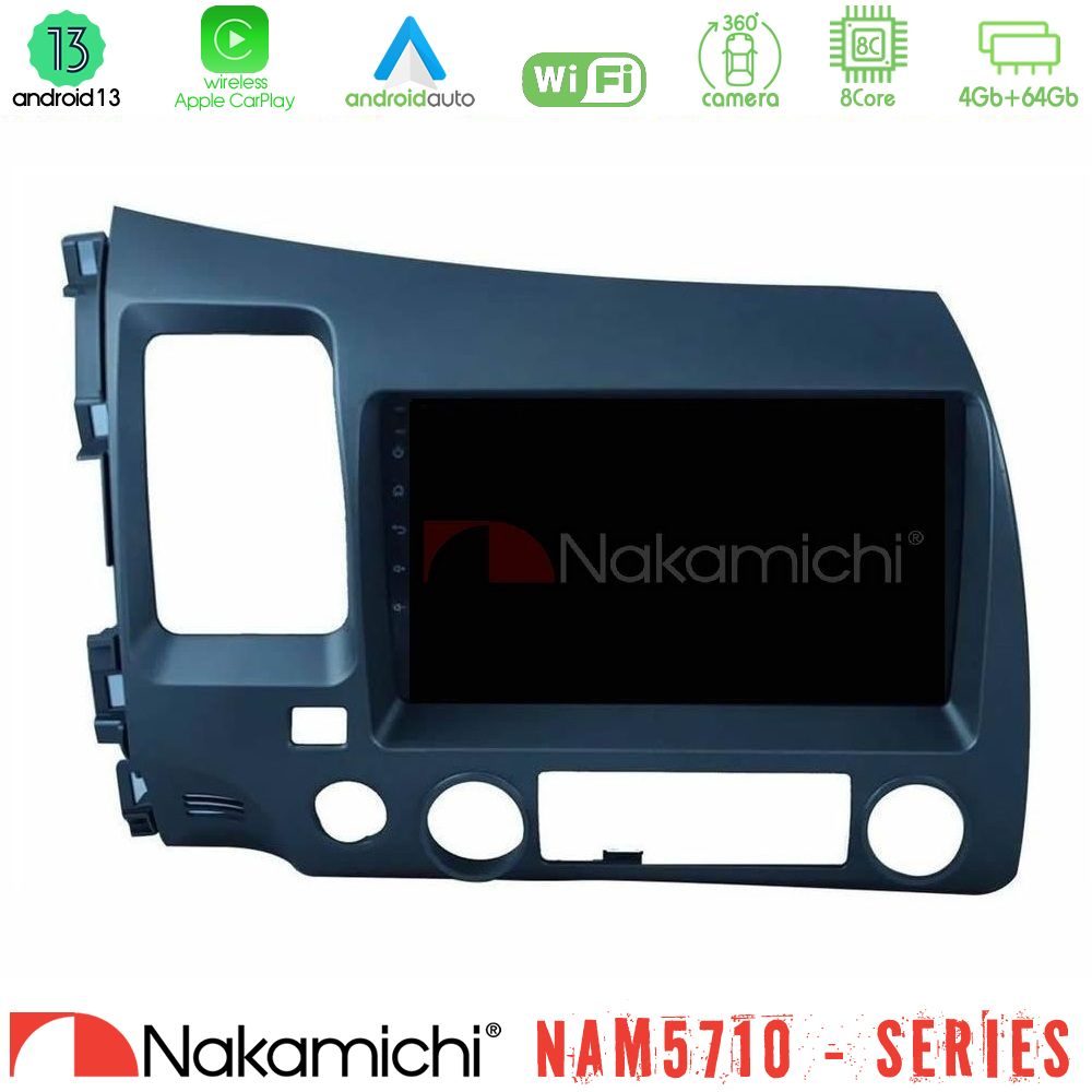 Nakamichi NAM5710 Series 8Core Android13 4+64GB Honda Civic 2006-2011 Navigation Multimedia Tablet 9"