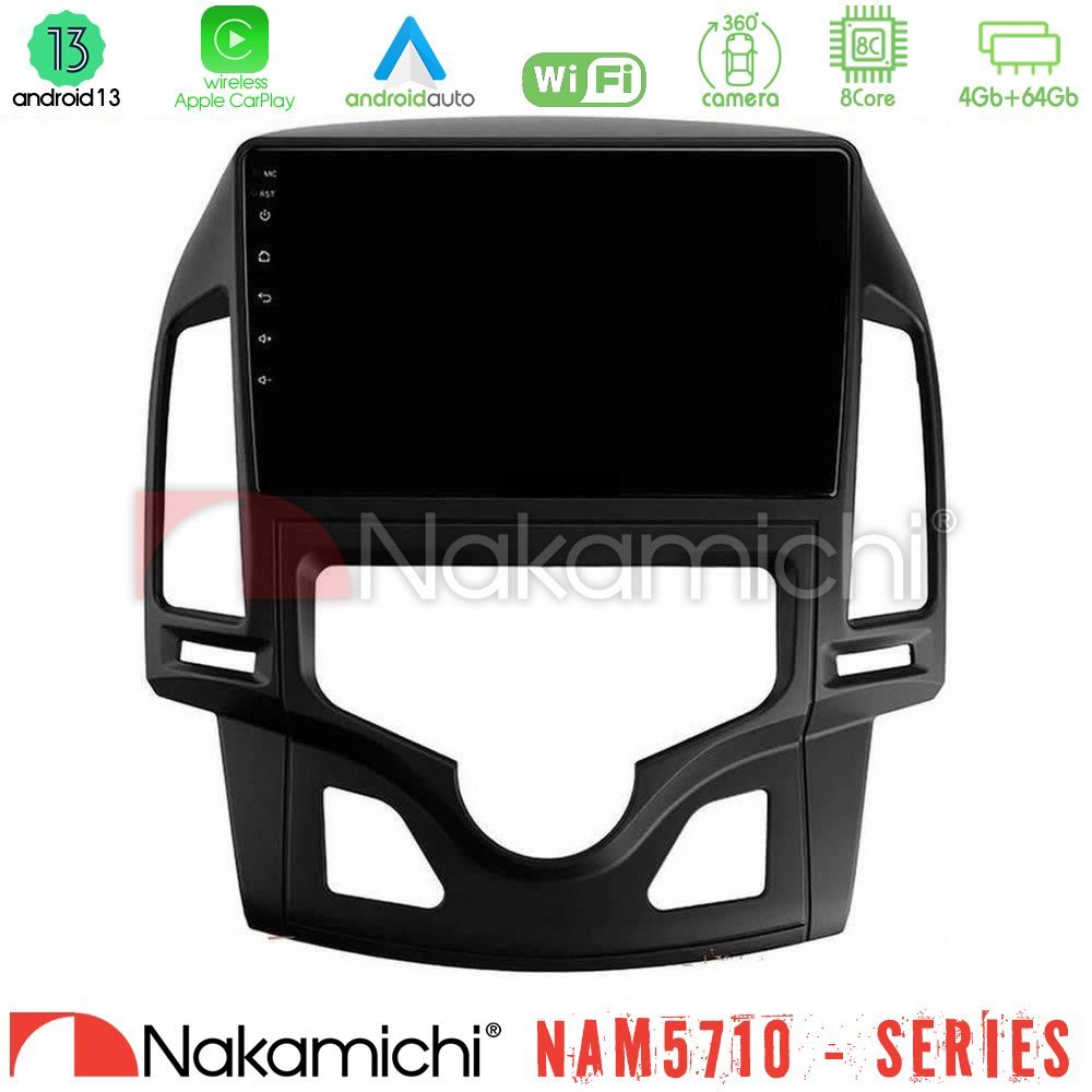 Nakamichi NAM5710 Series 8Core Android13 4+64GB Hyundai i30 2007-2012 Auto A/C Navigation Multimedia Tablet 9"