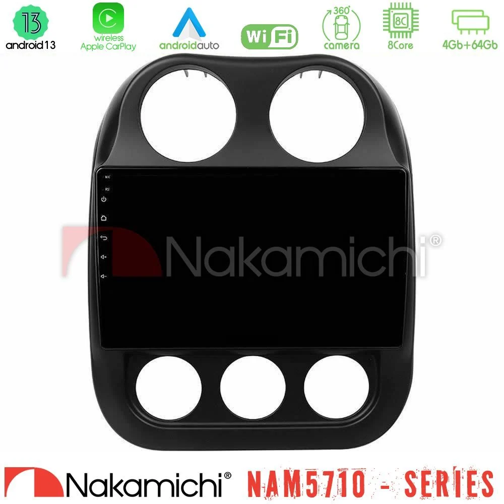 Nakamichi NAM5710 Series 8Core Android13 4+64GB  Jeep Compass 2012-2016 Navigation Multimedia Tablet 9"
