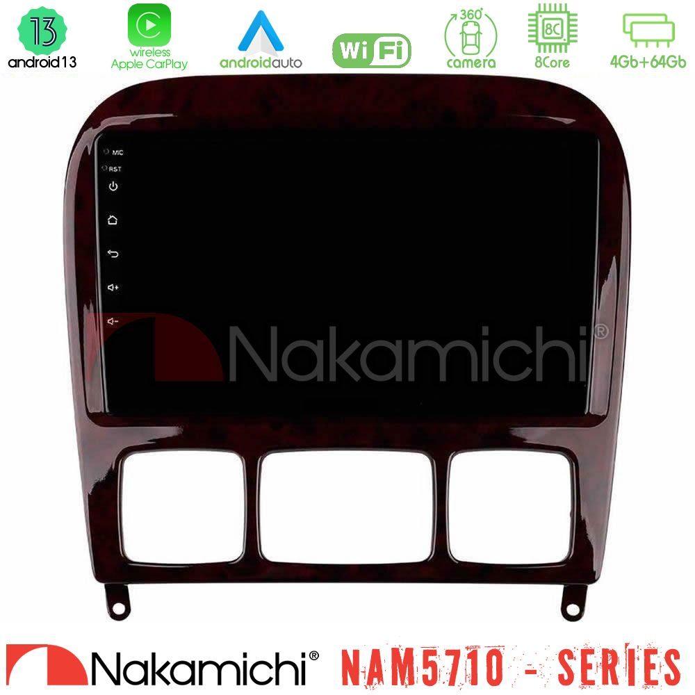 Nakamichi NAM5710 Series 8Core Android13 4+64GB Mercedes S Class 1999-2004 (W220) Navigation Multimedia Tablet 9"