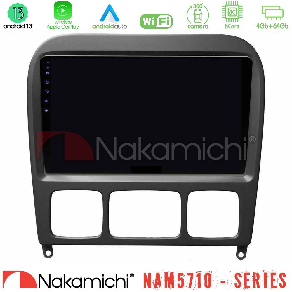 Nakamichi NAM5710 Series 8Core Android13 4+64GB Mercedes S Class 1999-2004 (W220) Navigation Multimedia Tablet 9"