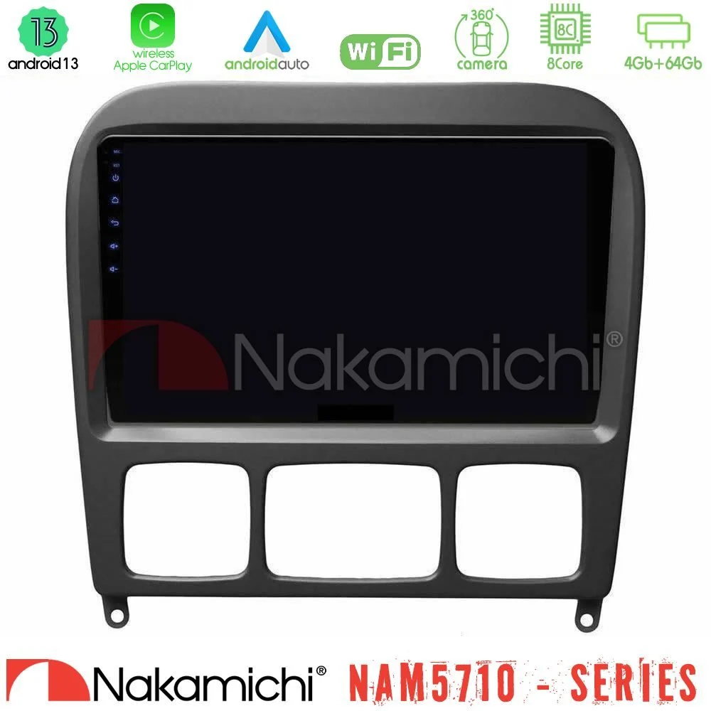 Nakamichi NAM5710 Series 8Core Android13 4+64GB  Mercedes S Class 1999-2004 (W220) Navigation Multimedia Tablet 9"