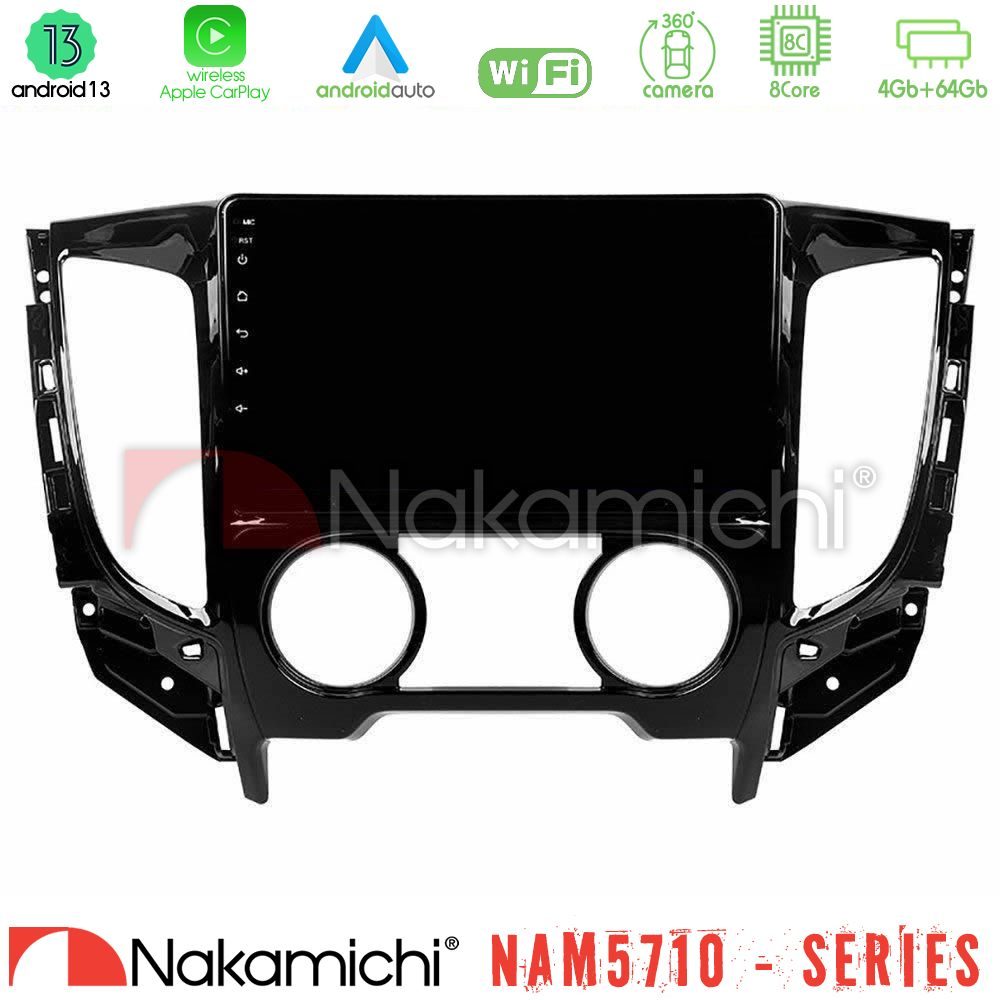 Nakamichi NAM5710 Series 8Core Android13 4+64GB  Mitsubishi L200 2016-> amp; Fiat Fullback (Manual A/C) Navigation Multimedia Tablet 9"