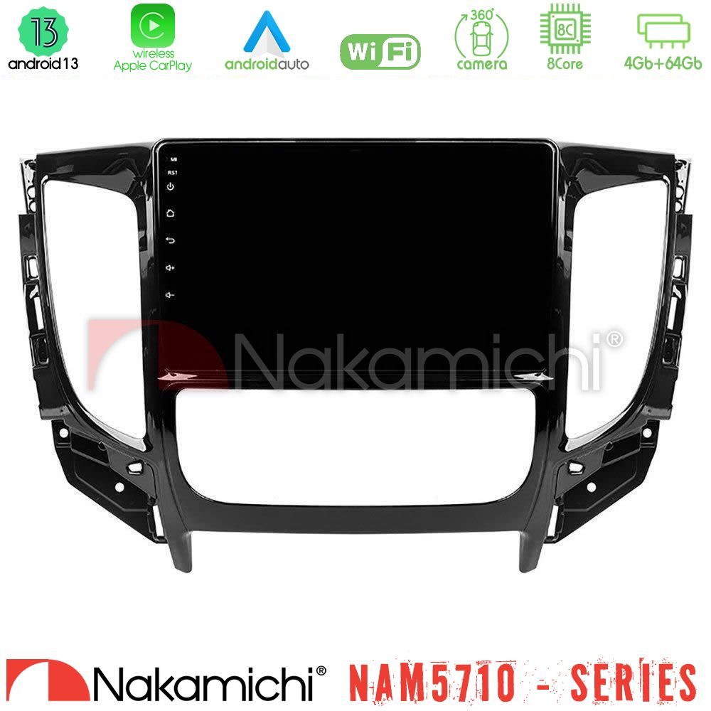 Nakamichi NAM5710 Series 8Core Android13 4+64GB  Mitsubishi L200 2016-> amp; Fiat Fullback (Auto A/C) Navigation Multimedia Tablet 9"