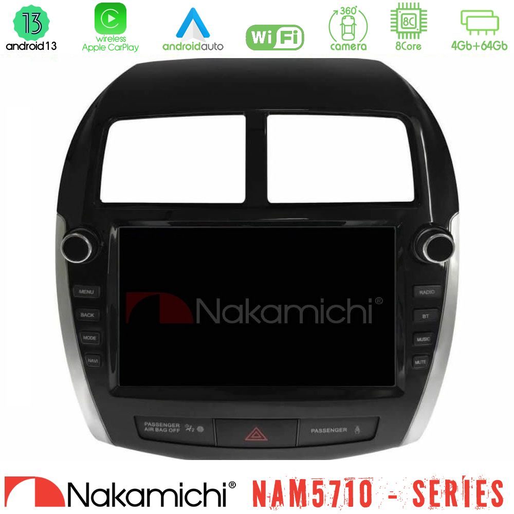 Nakamichi NAM5710 Series 8Core Android13 4+64GB Mitsubishi ASX 2013-2018 Navigation Multimedia Tablet 9"