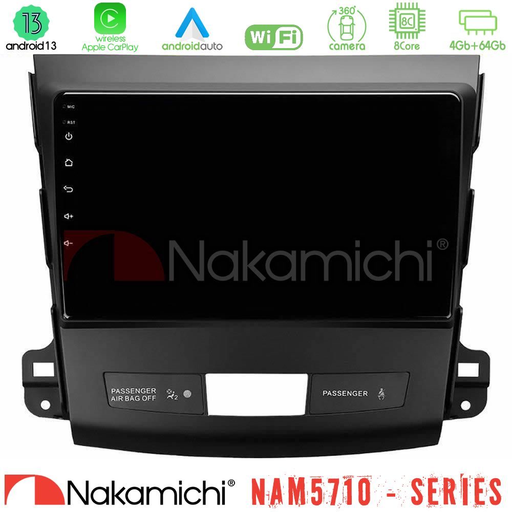 Nakamichi NAM5710 Series 8Core Android13 4+64GB  Mitsubishi Outlander/Citroen C-Crosser/Peugeot 4007 Navigation Multimedia Tablet 9"