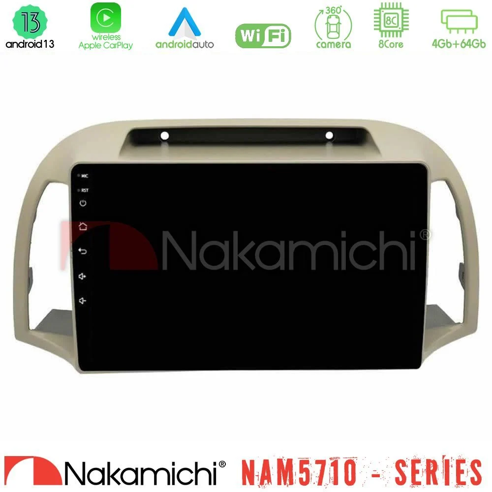 Nakamichi NAM5710 Series 8Core Android13 4+64GB Nissan Micra K12 2002-2010 Navigation Multimedia Tablet 9"