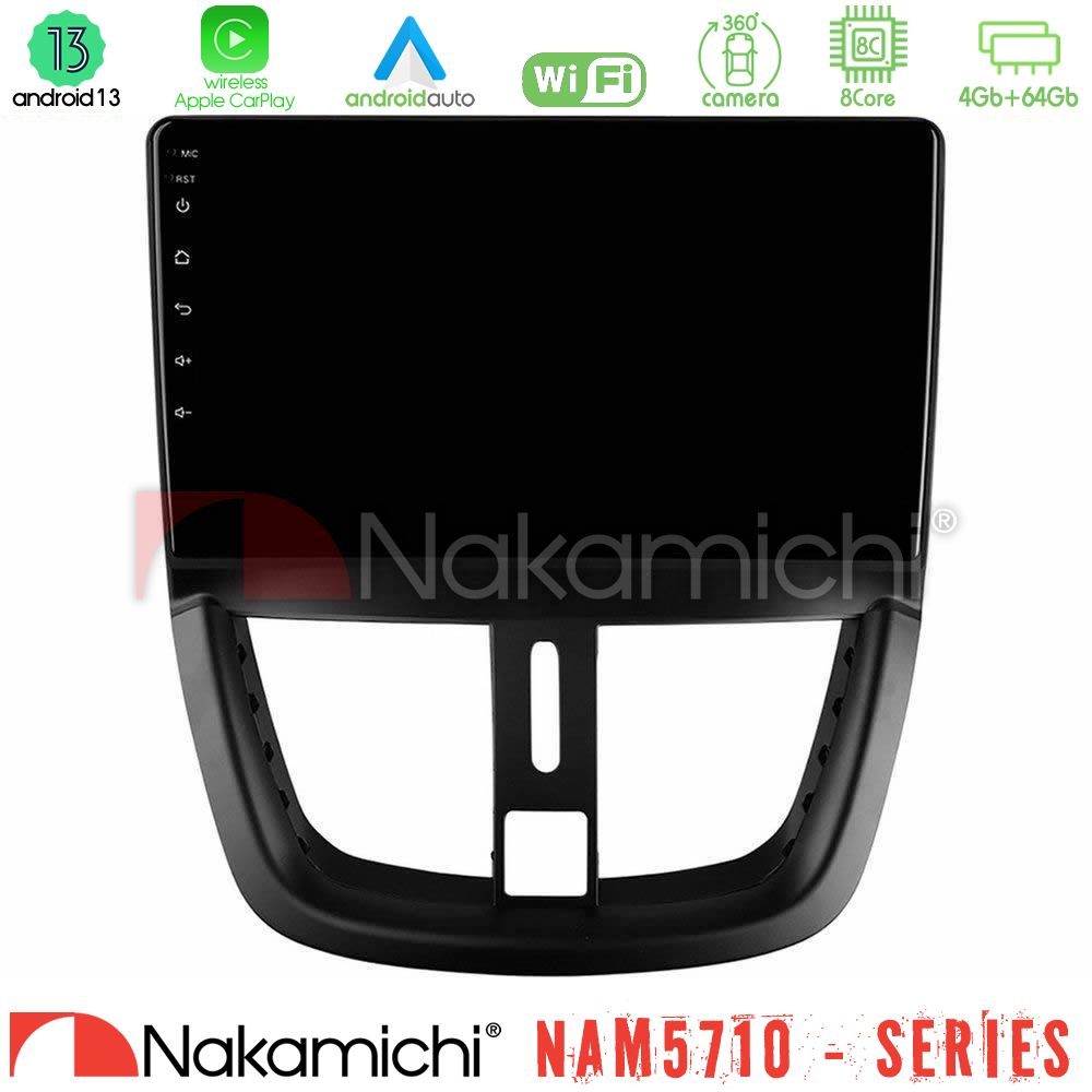Nakamichi NAM5710 Series 8Core Android13 4+64GB Peugeot 207 Navigation Multimedia Tablet 9"