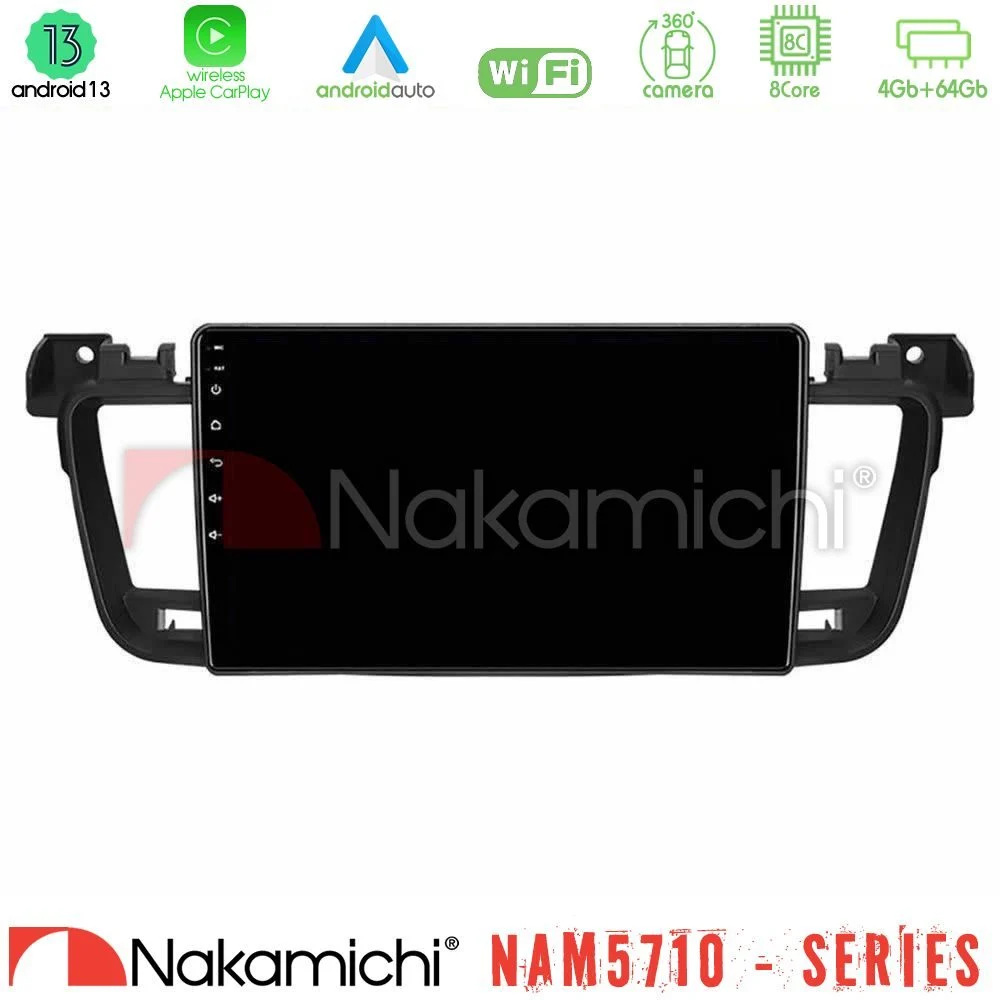 Nakamichi NAM5710 Series 8Core Android13 4+64GB Peugeot 508 2010-2018 Navigation Multimedia Tablet 9"