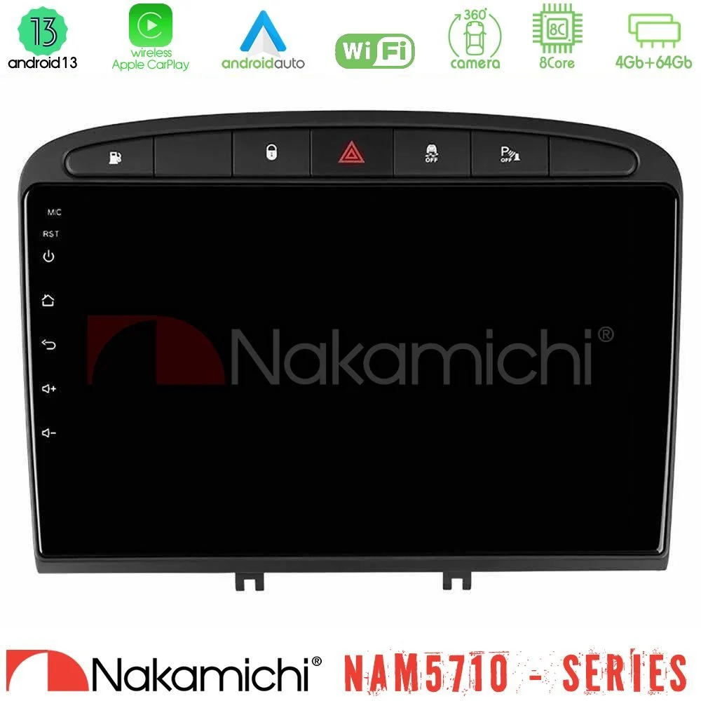 Nakamichi NAM5710 Series 8Core Android13 4+64GB Peugeot 308/RCZ Navigation Multimedia Tablet 9"