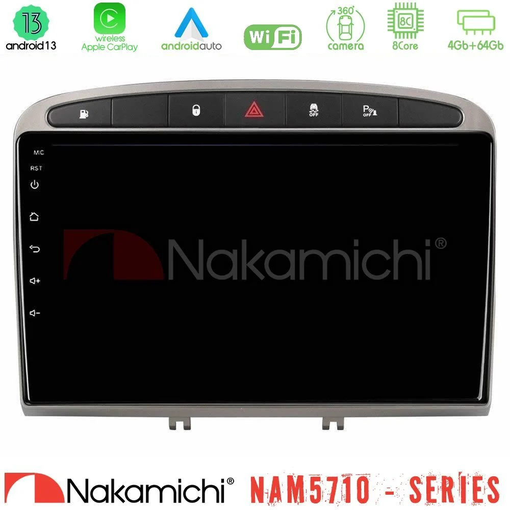 Nakamichi NAM5710 Series 8Core Android13 4+64GB Peugeot 308/RCZ Navigation Multimedia Tablet 9" (Ασημί Χρώμα)