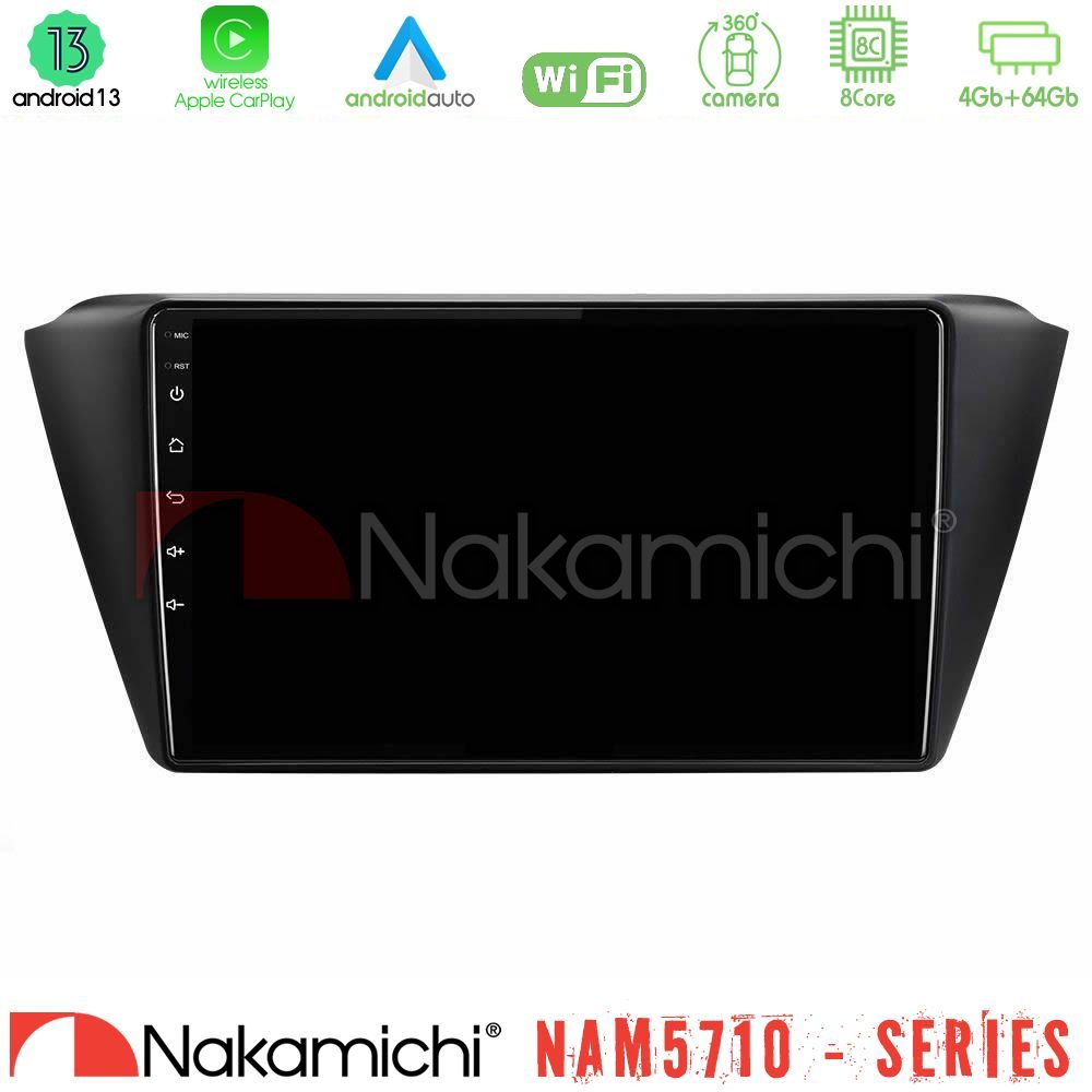 Nakamichi NAM5710 Series 8Core Android13 4+64GB Skoda Fabia 2015-2021 Navigation Multimedia Tablet 9"