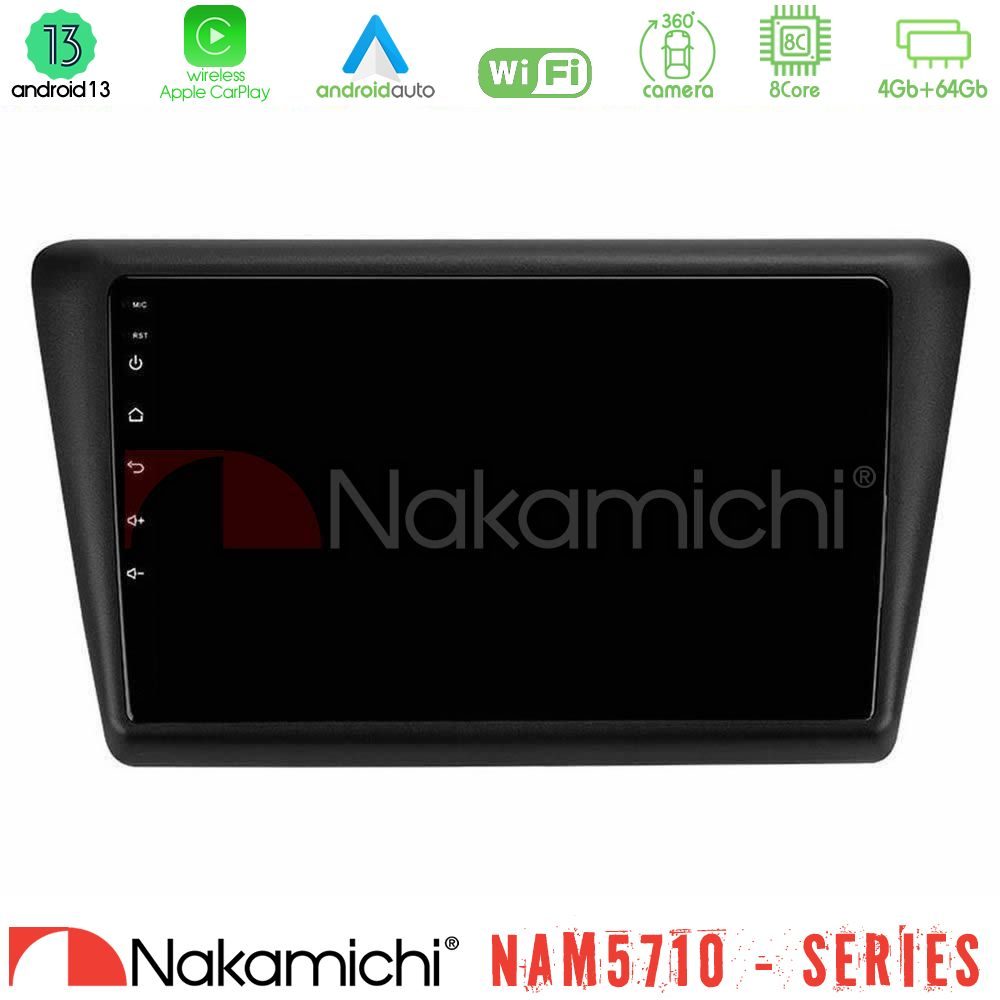 Nakamichi NAM5710 Series 8Core Android13 4+64GB Skoda Rapid 2013-2017 Navigation Multimedia Tablet 9"