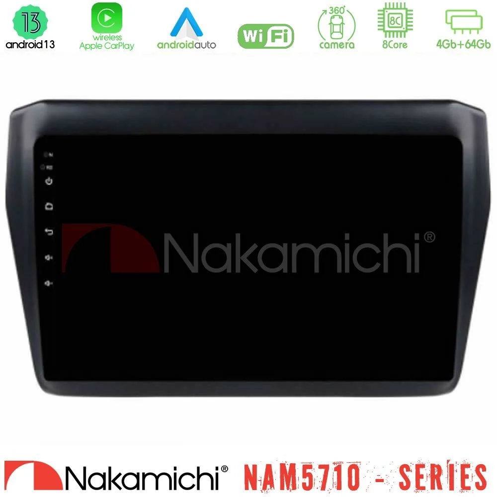 Nakamichi NAM5710 Series 8Core Android13 4+64GB Suzuki Swift 2017-2023 Navigation Multimedia Tablet 9"