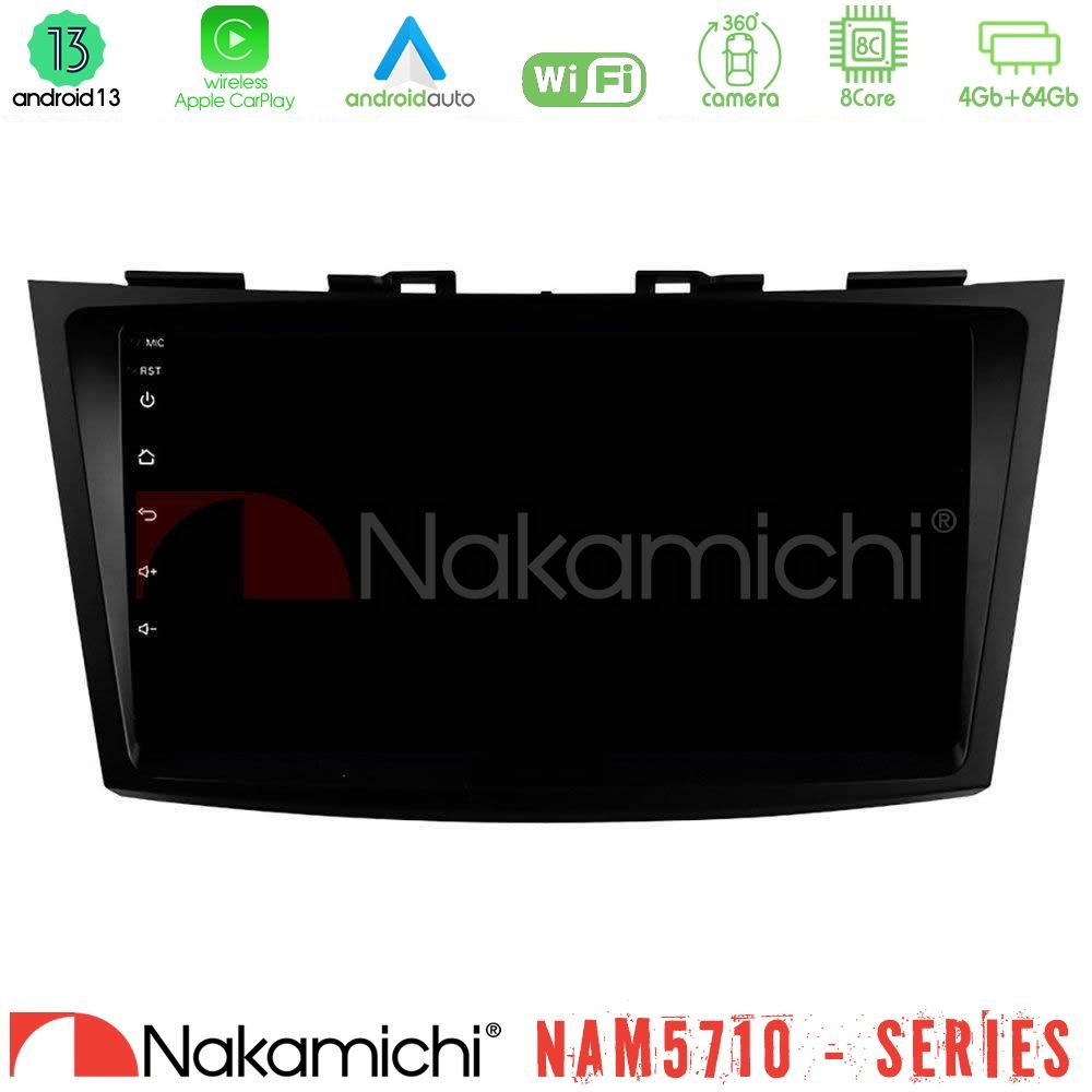 Nakamichi NAM5710 Series 8Core Android13 4+64GB Suzuki Swift 2011-2016 Navigation Multimedia Tablet 9"