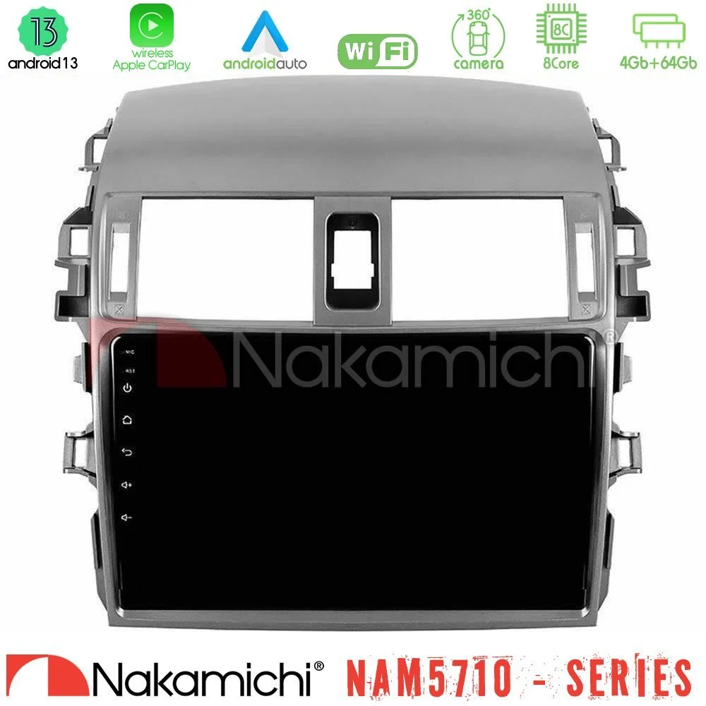 Nakamichi NAM5710 Series 8Core Android13 4+64GB Toyota Corolla 2008-2010 Navigation Multimedia Tablet 9"
