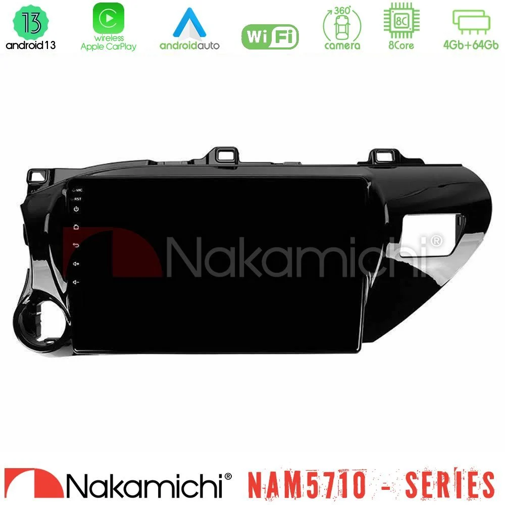 Nakamichi NAM5710 Series 8Core Android13 4+64GB Toyota Hilux 2017-2021 Navigation Multimedia Tablet 10"