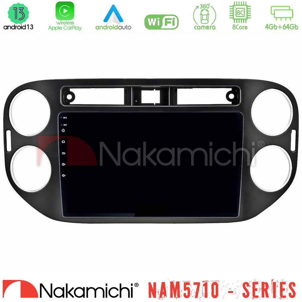 Nakamichi NAM5710 Series 8Core Android13 4+64GB  VW Tiguan Navigation Multimedia Tablet 9" (23mm alarm button)