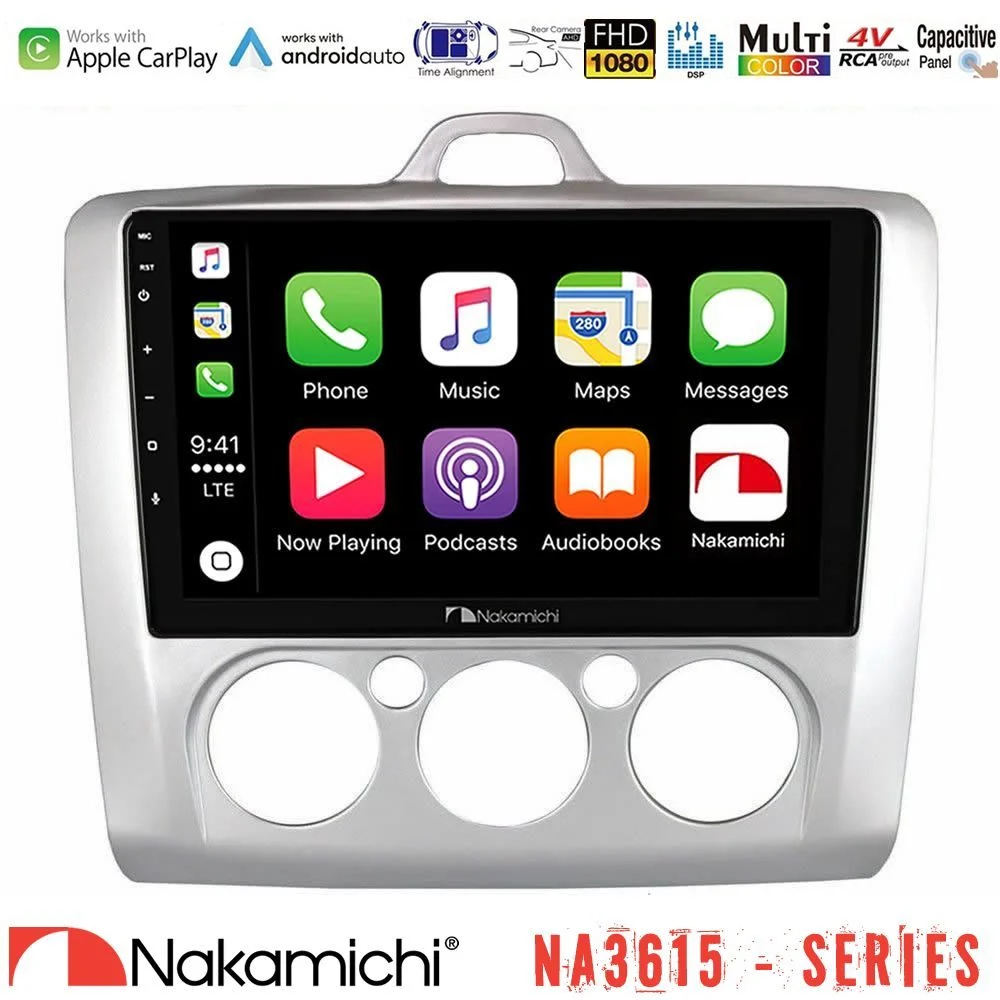 Nakamichi NA3615 Series Με Wireless Carplay & Android Auto Ford Focus Manual AC Media Station Tablet 9"