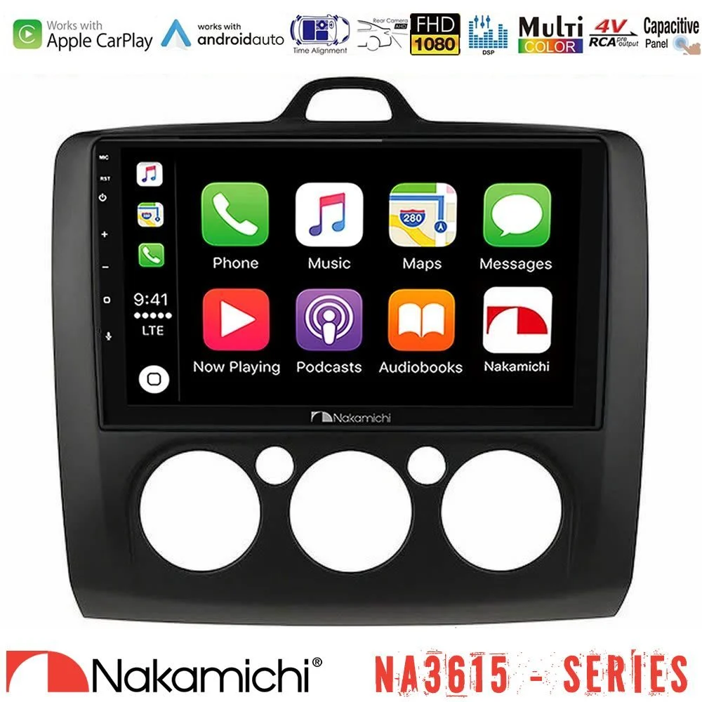 Nakamichi NA3615 Series Με Wireless Carplay & Android Auto Ford Focus Manual AC Media Station Tablet 9" (Μαύρο Χρώμα)