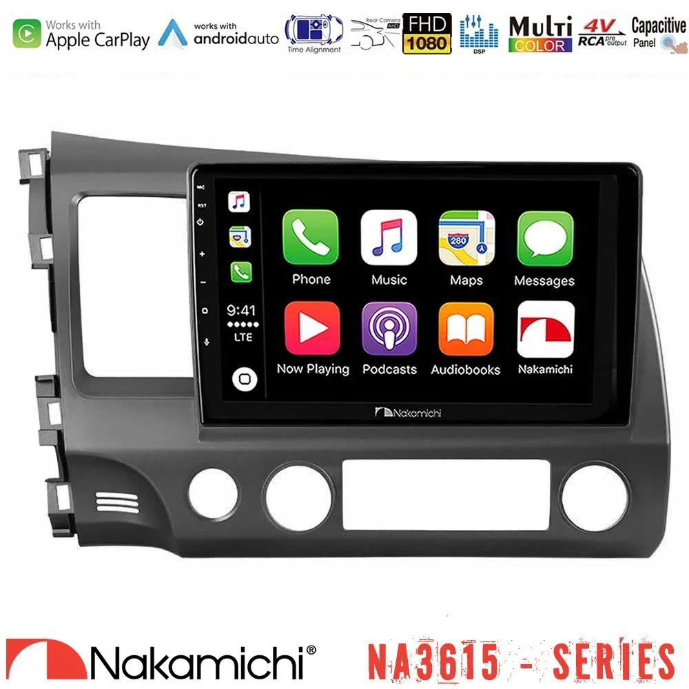 Nakamichi NA3615 Series Με Wireless Carplay & Android Auto Honda Civic 2006-2011 Media Station Tablet 9" Με Carplay & Android Auto