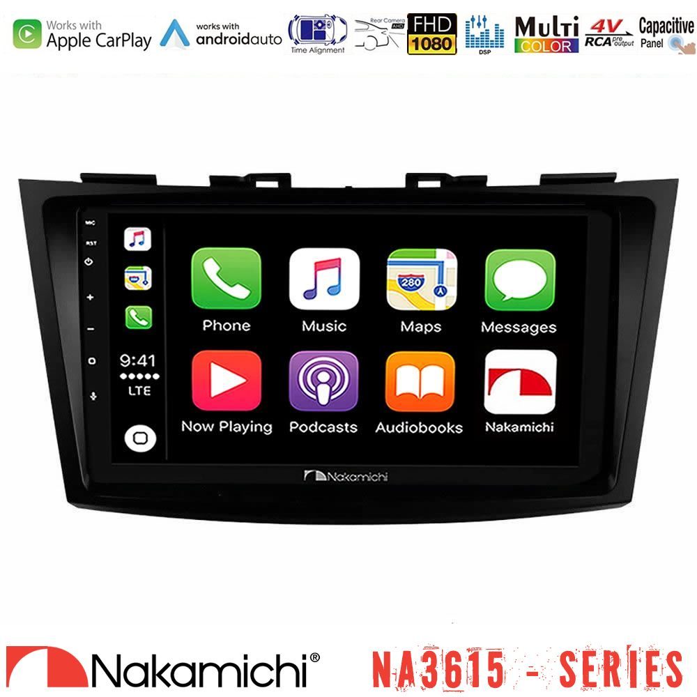 Nakamichi NA3615 Series Με Wireless Carplay & Android Auto Suzuki Swift 2011-2016 Media Station Tablet 9"