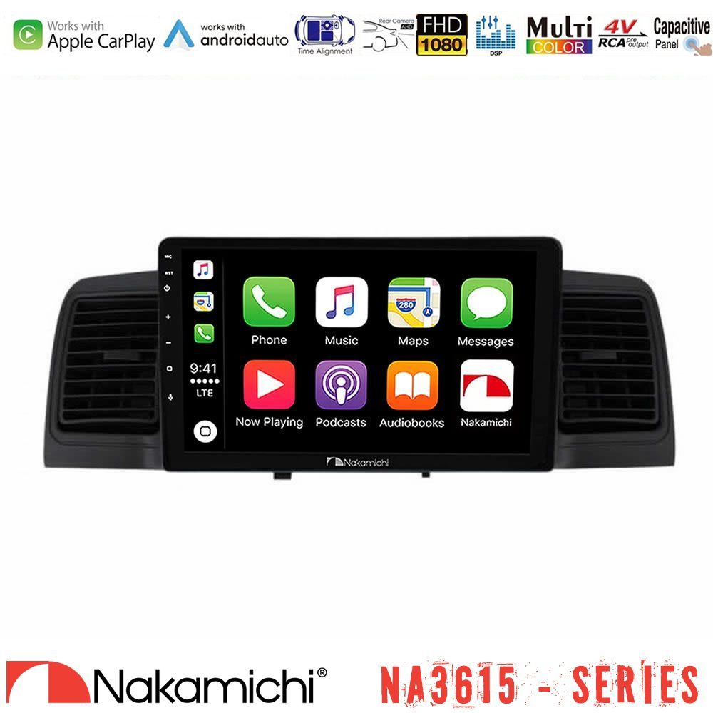 Nakamichi NA3615 Series Με Wireless Carplay & Android Auto Toyota Corolla 2002-2006 Media Station Tablet 9" (Black)