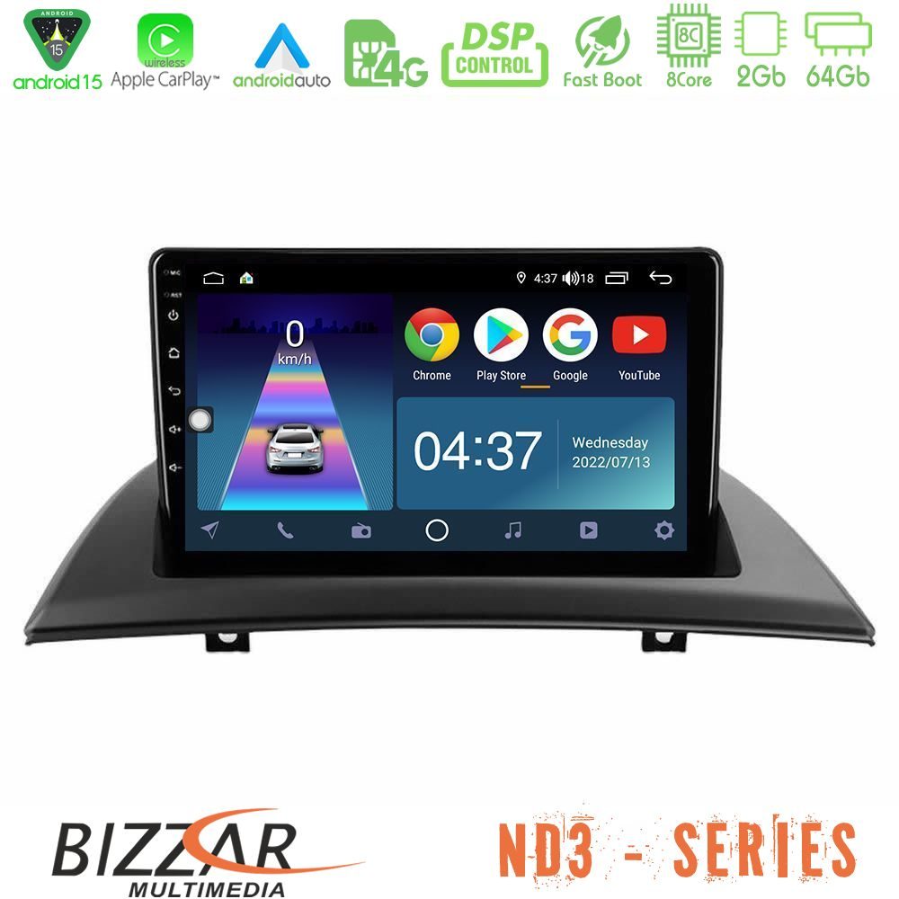 Bizzar ND3 Series 8Core Android15 2+64GB BMW E83 Navigation Multimedia Tablet 9"