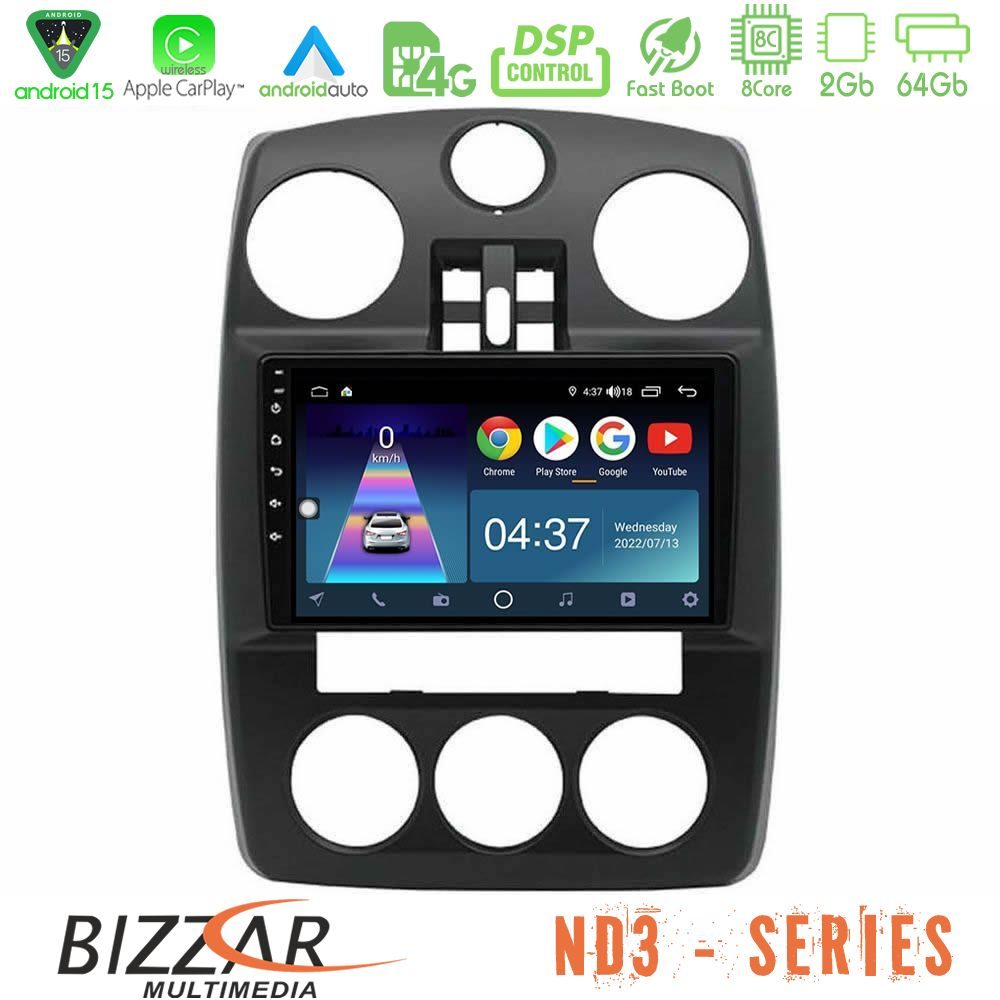 Bizzar ND3 Series 8Core Android15 2+64GB  Chrysler PT-Cruiser 2000-2005 Navigation Multimedia Tablet 9"