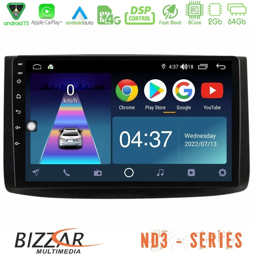 Bizzar ND3 Series 8Core Android15 2+64GB  Chevrolet Aveo 2006-2010 Navigation Multimedia Tablet 9"