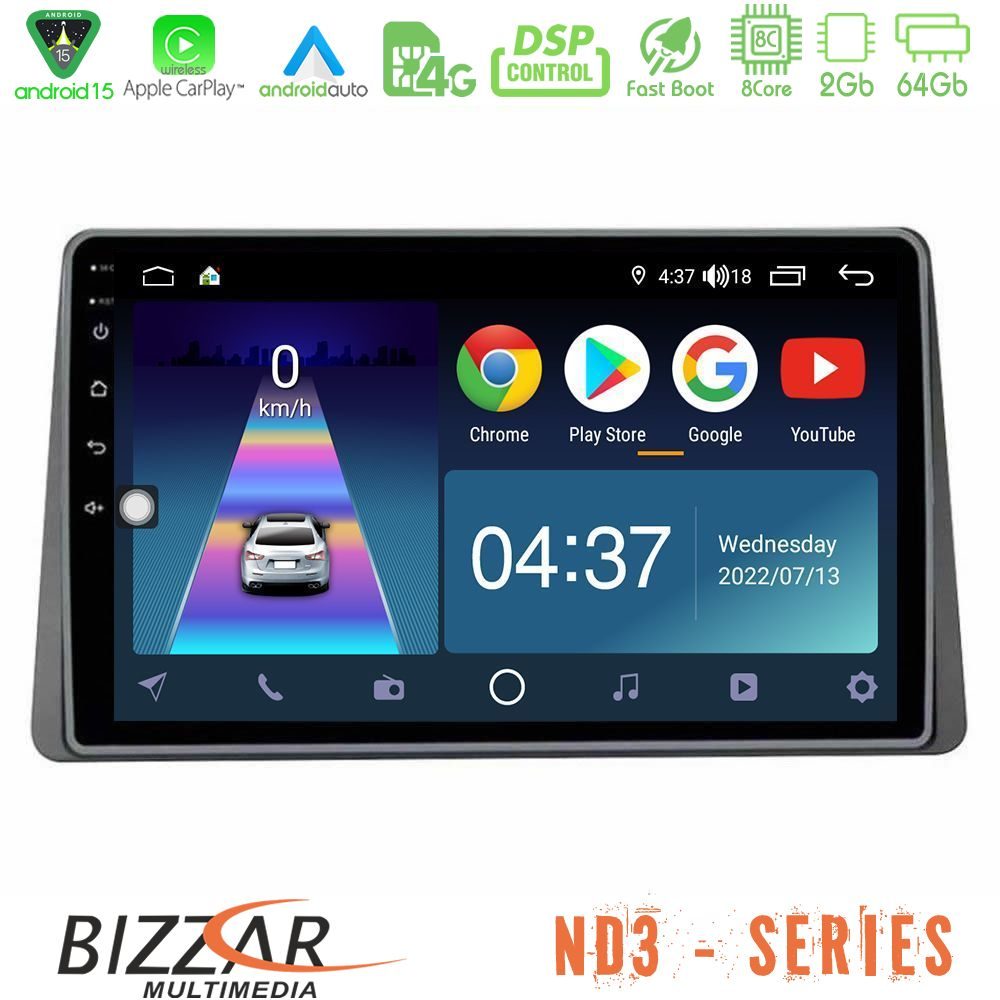 Bizzar ND3 Series 8Core Android15 2+64GB Dacia Duster 2019-> Navigation Multimedia Tablet 10"