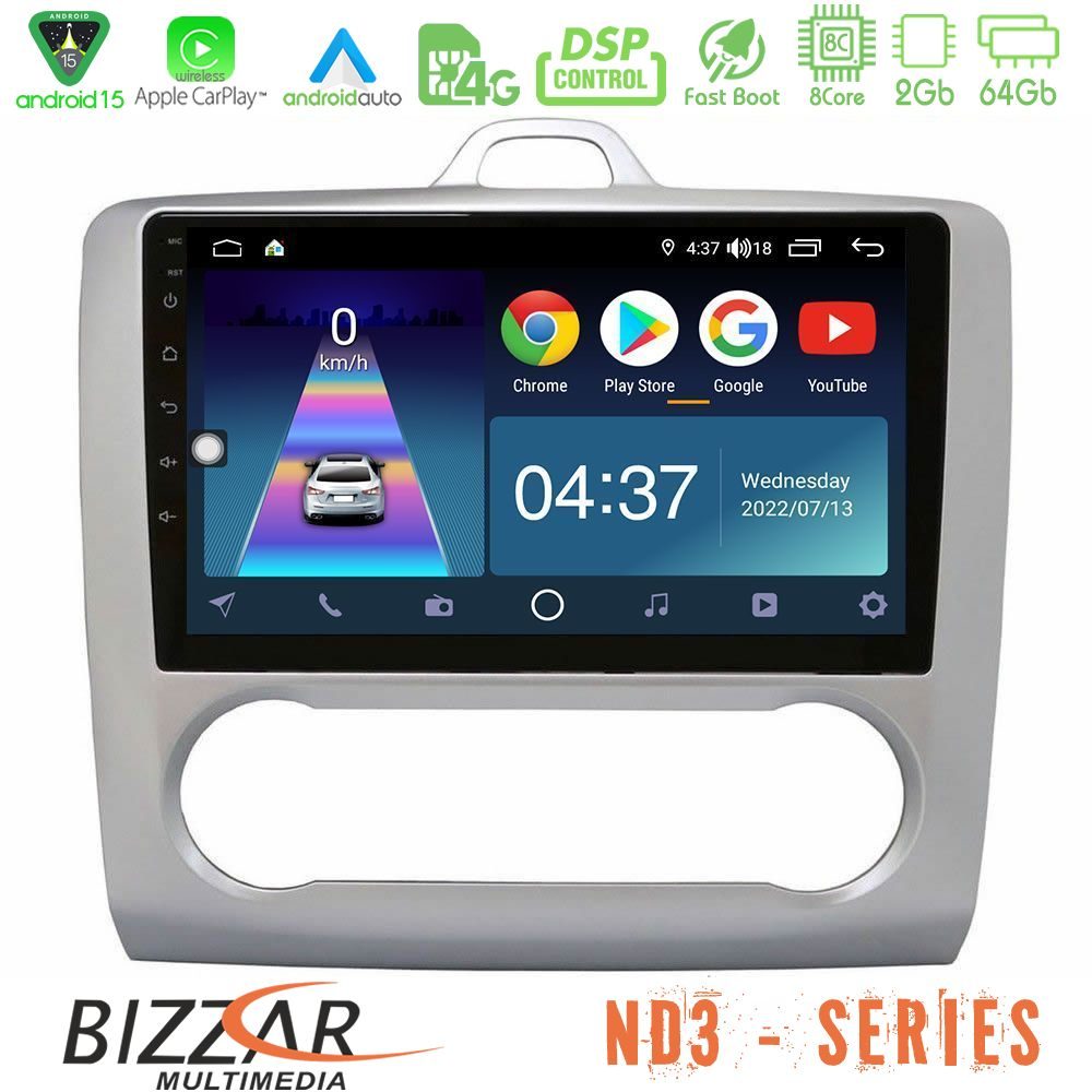 Bizzar ND3 Series 8Core Android15 2+64GB Ford Focus Auto AC Navigation Multimedia Tablet 9"