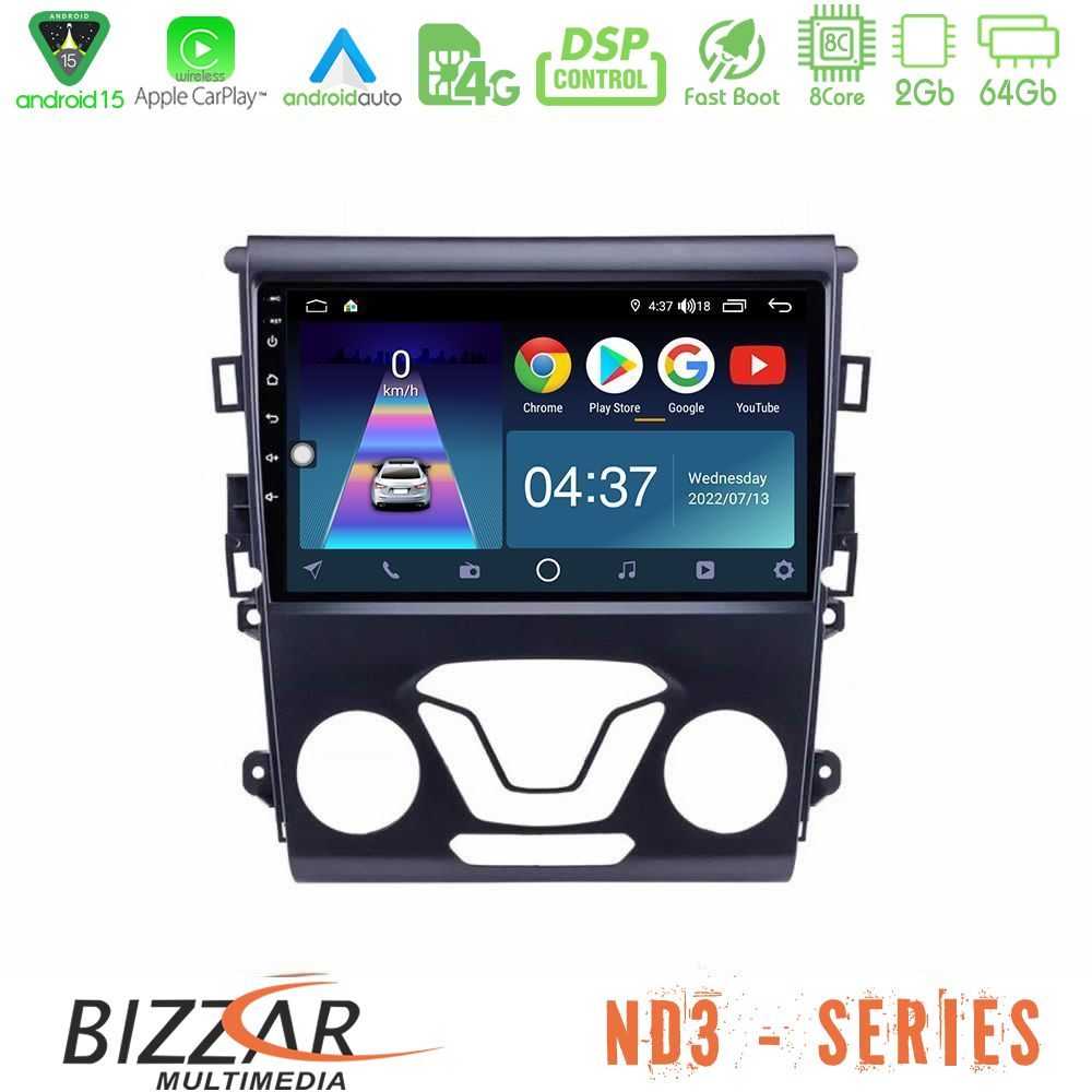 Bizzar ND3 Series 8Core Android15 2+64GB Ford Mondeo 2014-2017 Navigation Multimedia Tablet 9"