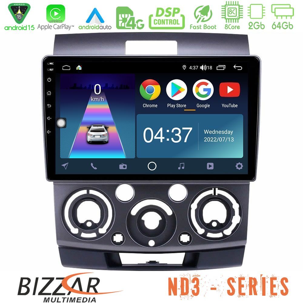 Bizzar ND3 Series 8Core Android15 2+64GB Ford Ranger/Mazda BT50 Navigation Multimedia Tablet 9"