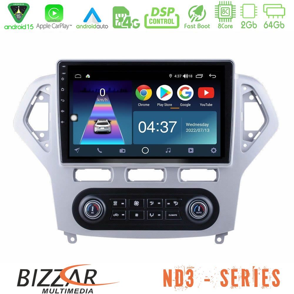 Bizzar ND3 Series 8Core Android15 2+64GB Ford Mondeo 2007-2011 (Auto A/C) Navigation Multimedia Tablet 10"