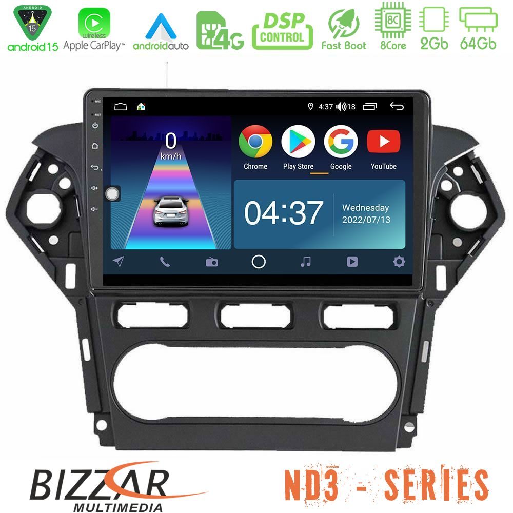 Bizzar ND3 Series 8Core Android15 2+64GB Ford Mondeo 2011-2014 Navigation Multimedia Tablet 10"