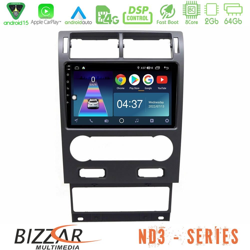 Bizzar ND3 Series 8Core Android15 2+64GB Ford Mondeo 2004-2007 Navigation Multimedia Tablet 9"