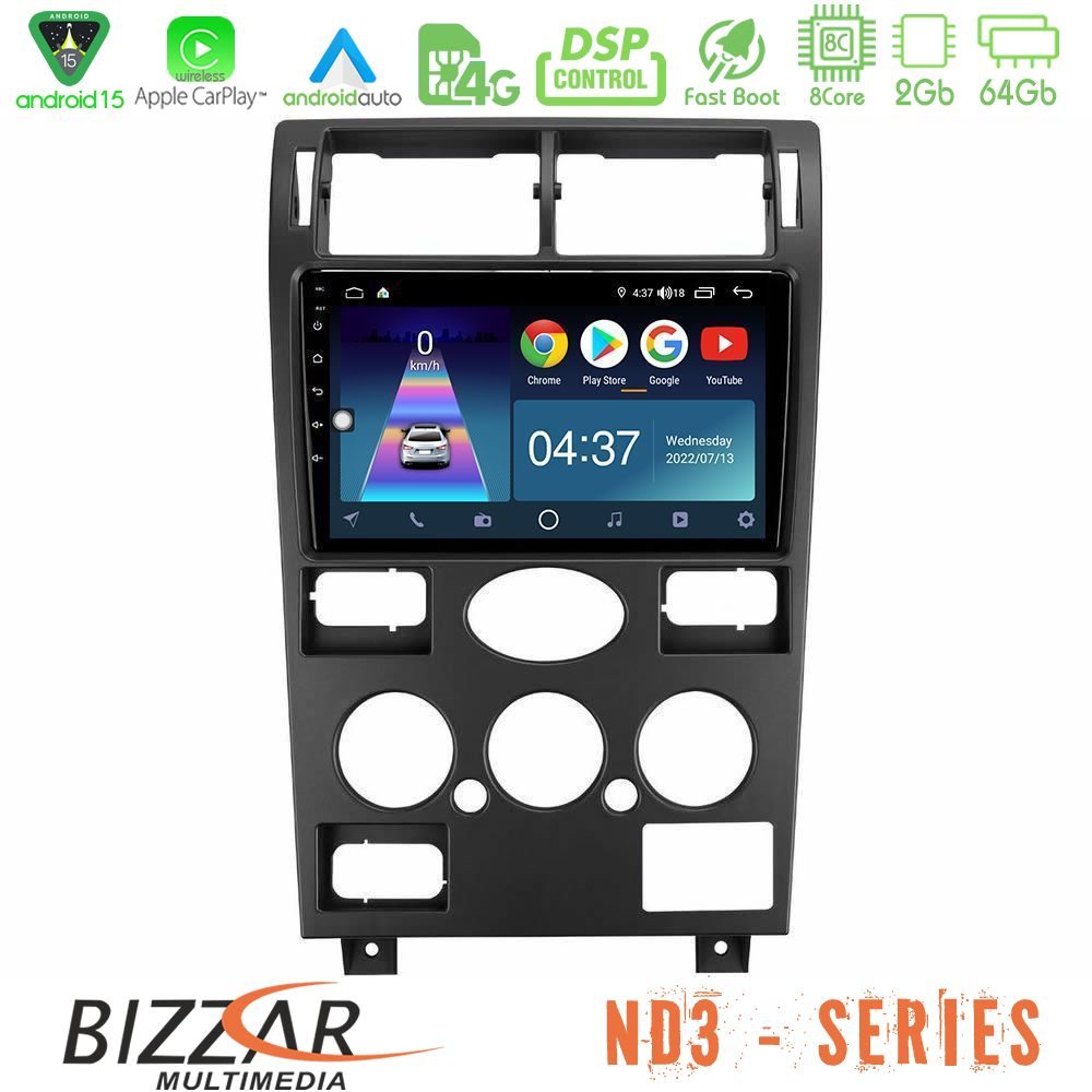 Bizzar ND3 Series 8Core Android15 2+64GB Ford Mondeo 2001-2004 Navigation Multimedia Tablet 9"