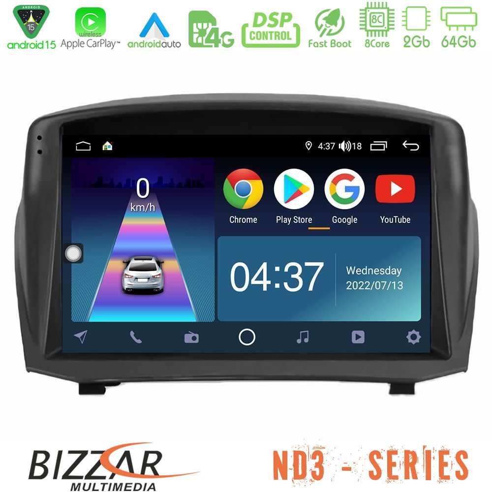 Bizzar ND3 Series 8Core Android15 2+64GB  Ford Fiesta 2008-2012 Navigation Multimedia Tablet 9" (Oem Style)
