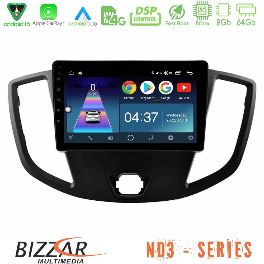 Bizzar ND3 Series 8Core Android15 2+64GB Ford Transit 2014-> Navigation Multimedia Tablet 9"