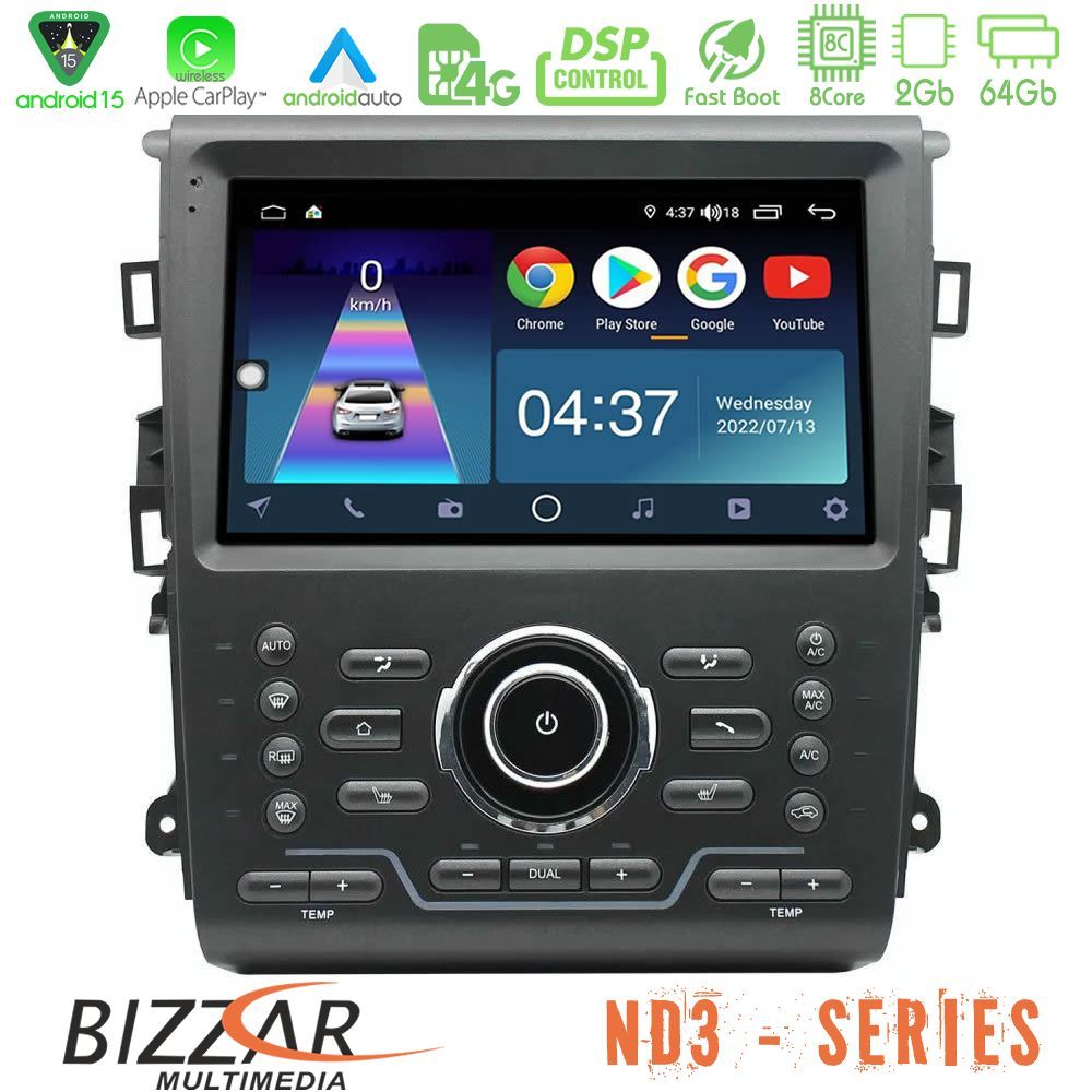 Bizzar ND3 Series 8Core Android15 2+64GB Ford Mondeo 2014-2021 Navigation Multimedia Tablet 9"