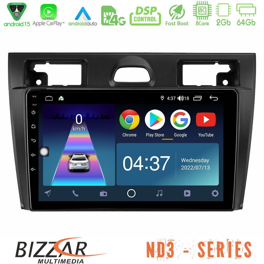 Bizzar ND3 Series 8Core Android15 2+64GB Ford Fiesta/Fusion Navigation Multimedia Tablet 9"