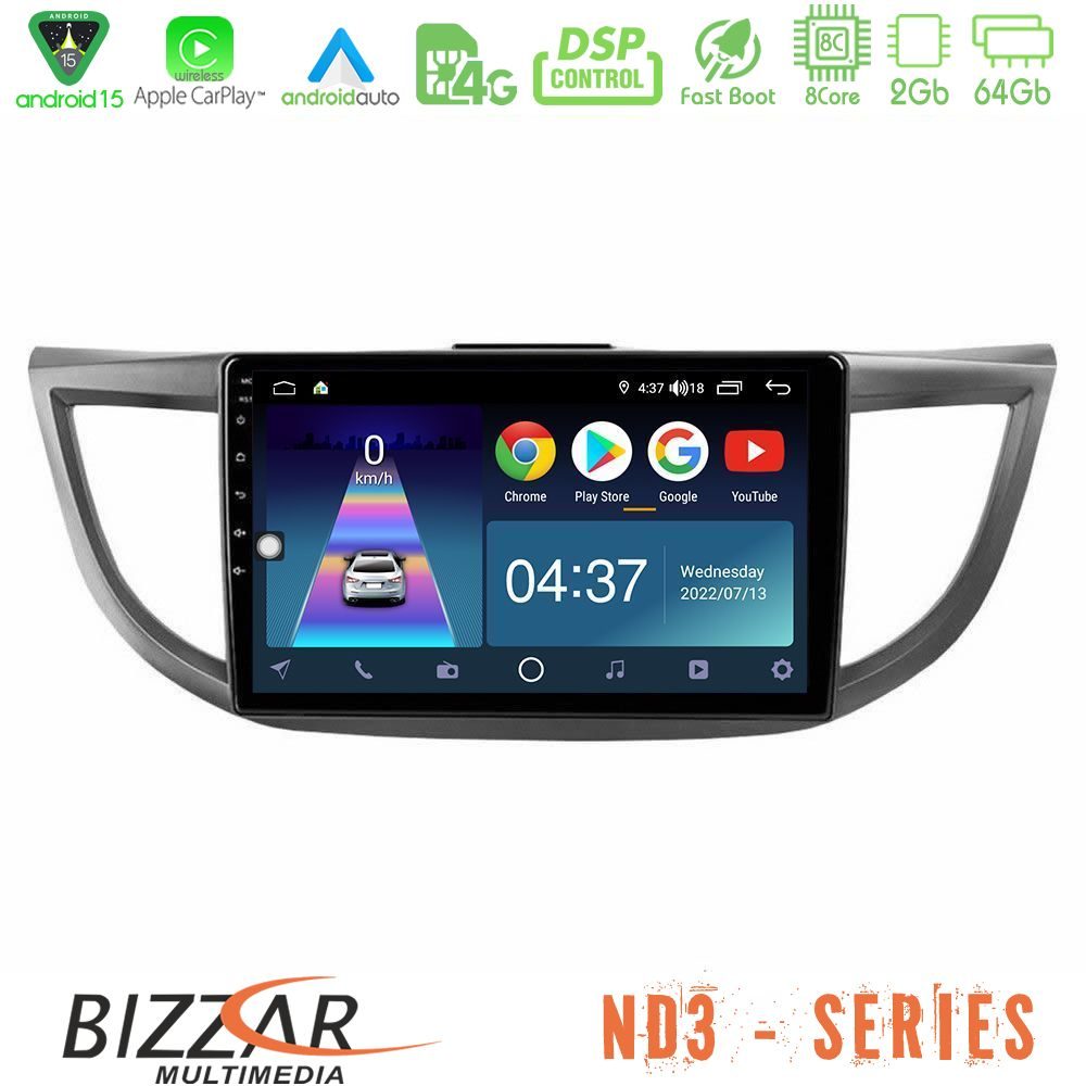 Bizzar ND3 Series 8Core Android15 2+64GB  Honda CRV 2012-2017 Navigation Multimedia Tablet 9"