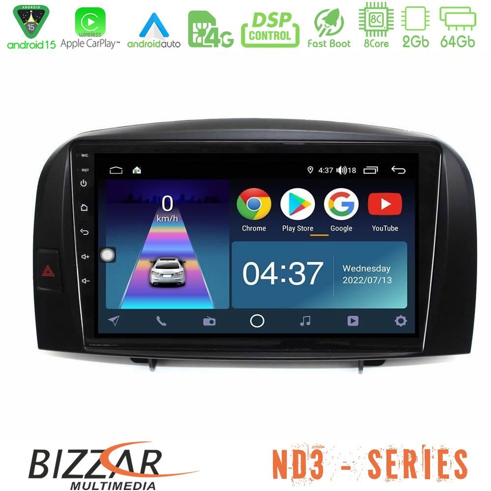Bizzar ND3 Series 8Core Android15 2+64GB Hyundai Sonata 2005-2009 Navigation Multimedia Tablet 10"
