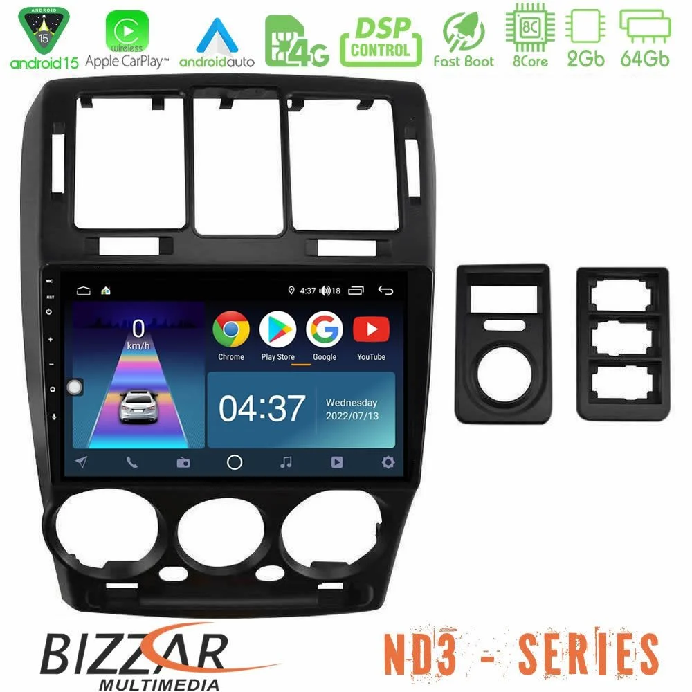 Bizzar ND3 Series 8Core Android15 2+64GB Hyundai Getz 2002-2009 Navigation Multimedia Tablet 9"