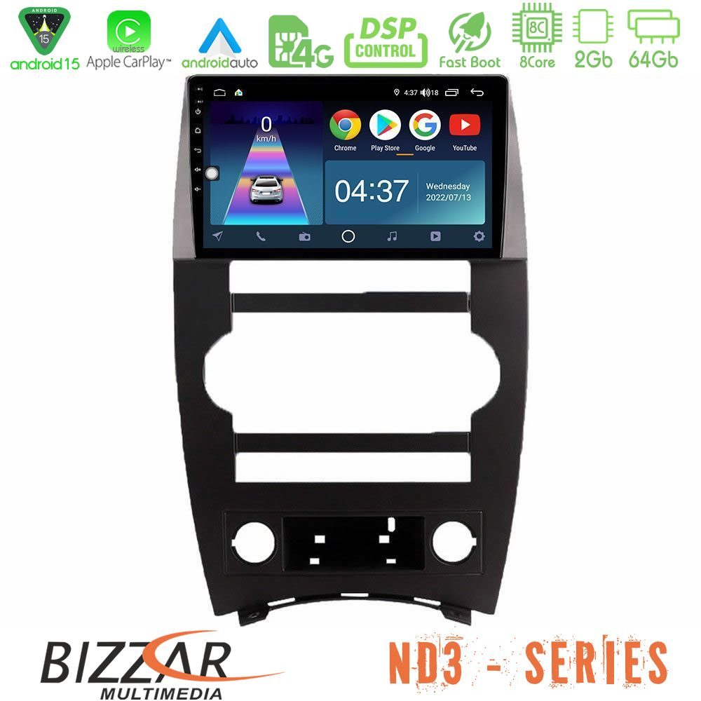 Bizzar ND3 Series 8Core Android15 2+64GB Jeep Commander 2007-2008 Navigation Multimedia Tablet 9"